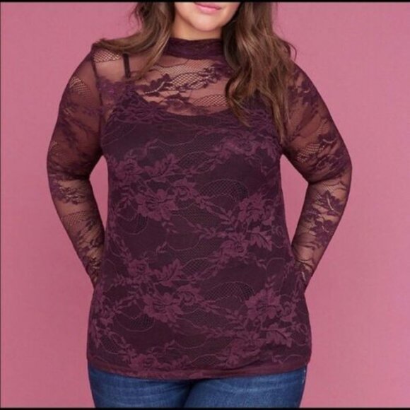 Lane Bryant High Collar Floral Lace Blouse H10949 - Picture 10 of 10